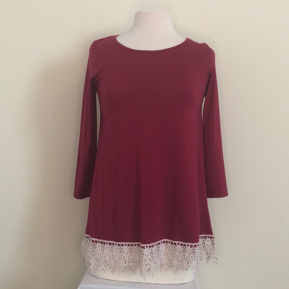 Charming Charlie Cranberry Tunic Top